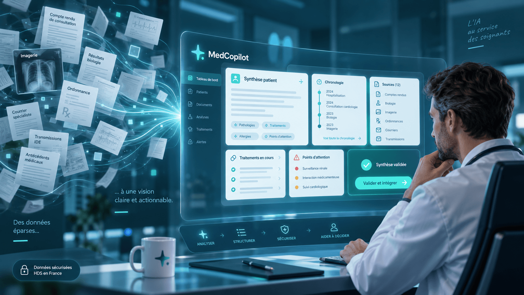 Medecin utilisant le cockpit de clarification MedCopilot